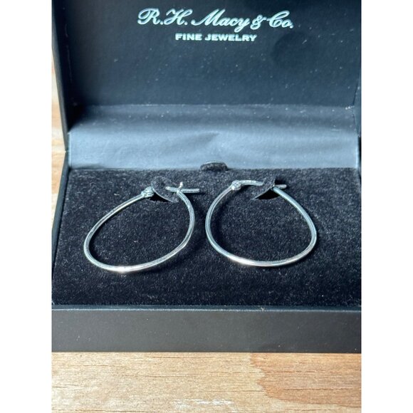 R.H. Macy & Co. Sterling Silver Teardrop Hoop Earrings With Secure Latch Closure - Picture 6 of 6